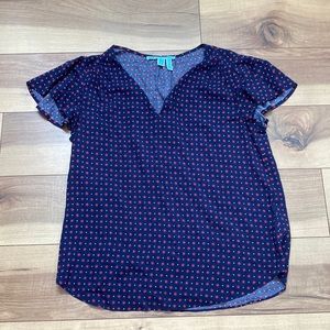 Draper James navy short sleeve blouse. Size S